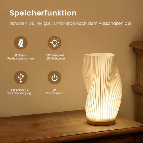 DreamWave - moderne cremefarbene 3D-wellenlampe mit elegantem metallsockel