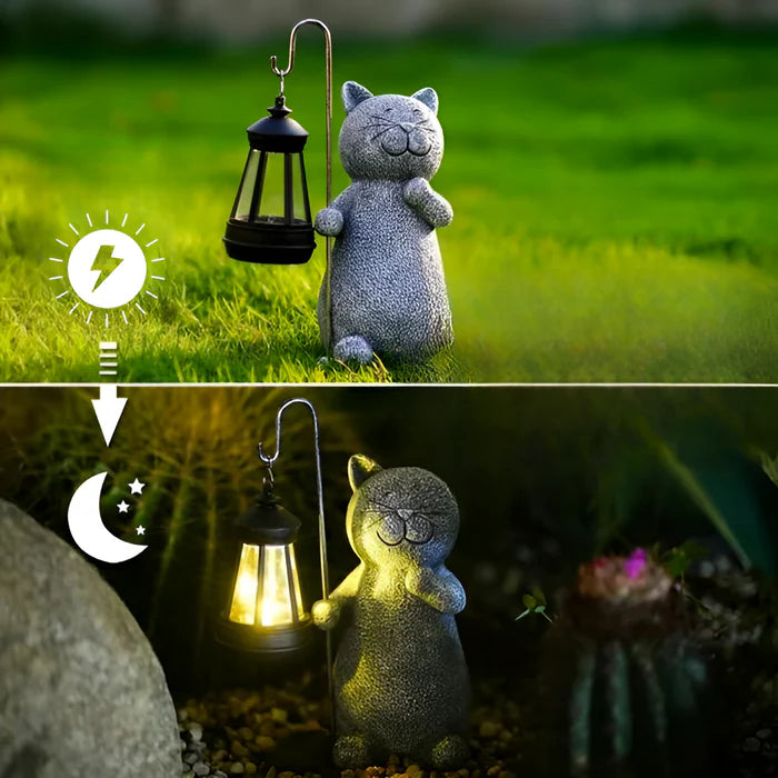 KittyBeam- bezaubernde solar-katzenstatuen-laterne für gartenfreuden