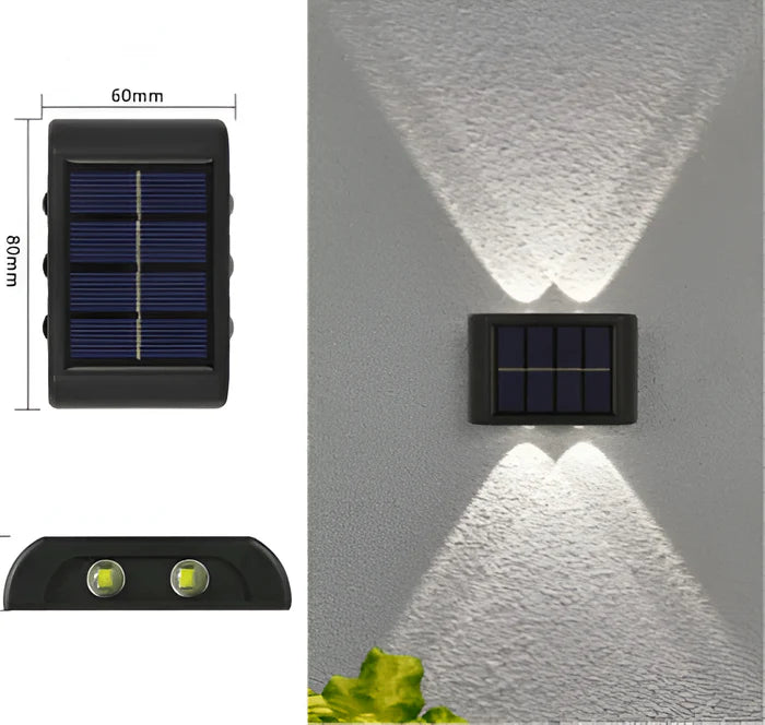 LumiSun solar-wandleuchte - solarbetriebene außenlampe mit zwei strahlen