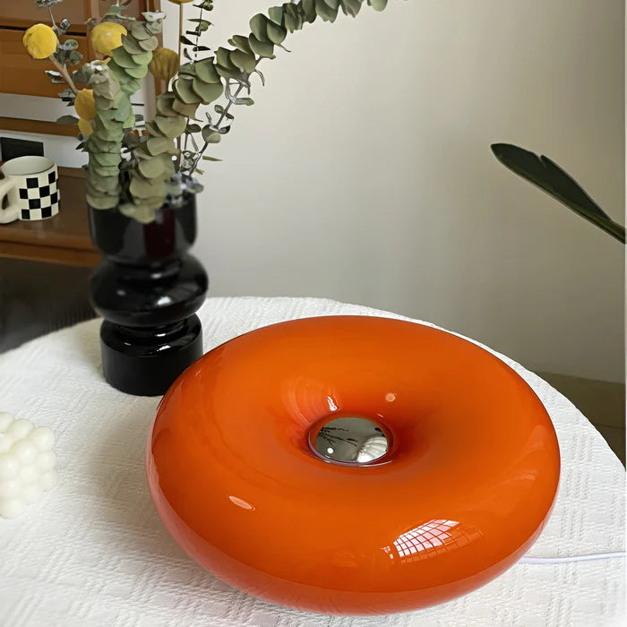 Orange donut-lampe - nordische donutglasleuchte - wandleuchte und tischleuchte