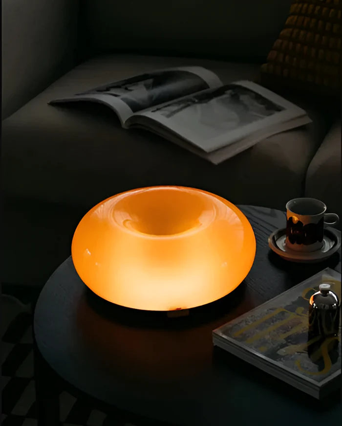 Orange donut-lampe - nordische donutglasleuchte - wandleuchte und tischleuchte