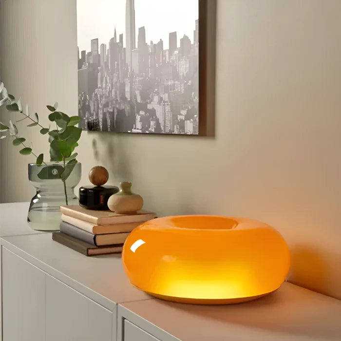 Orange donut-lampe - nordische donutglasleuchte - wandleuchte und tischleuchte