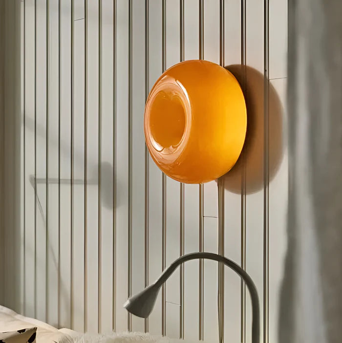 Orange donut-lampe - nordische donutglasleuchte - wandleuchte und tischleuchte