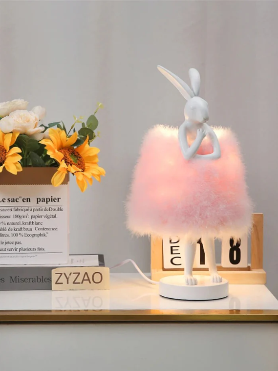 Fluffybunny - feder-kaninchen tischlampe