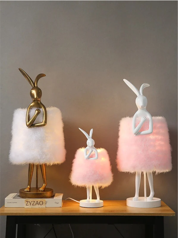 Fluffybunny - feder-kaninchen tischlampe