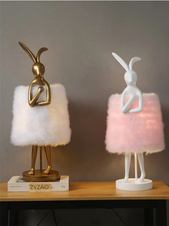 Fluffybunny - feder-kaninchen tischlampe