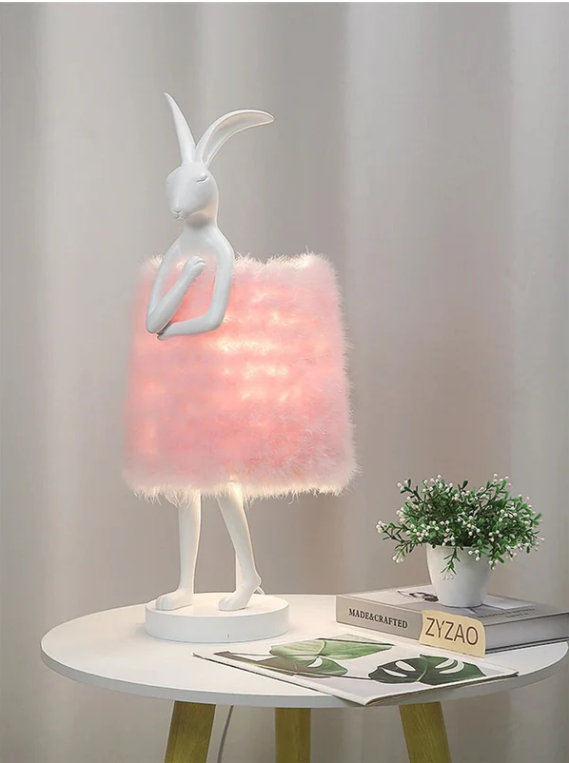 Fluffybunny - feder-kaninchen tischlampe